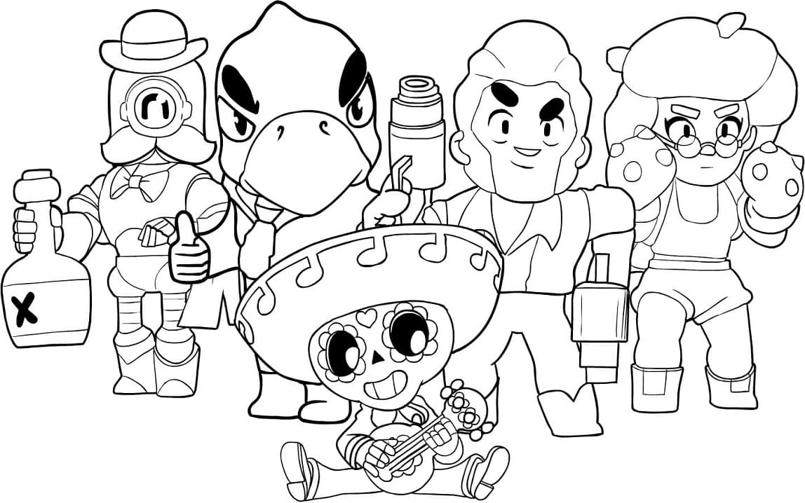 Desenho dos Personagens do Jogo Brawl Stars para Colorir Desenho dos Personagens do Jogo Brawl Stars para Colorir