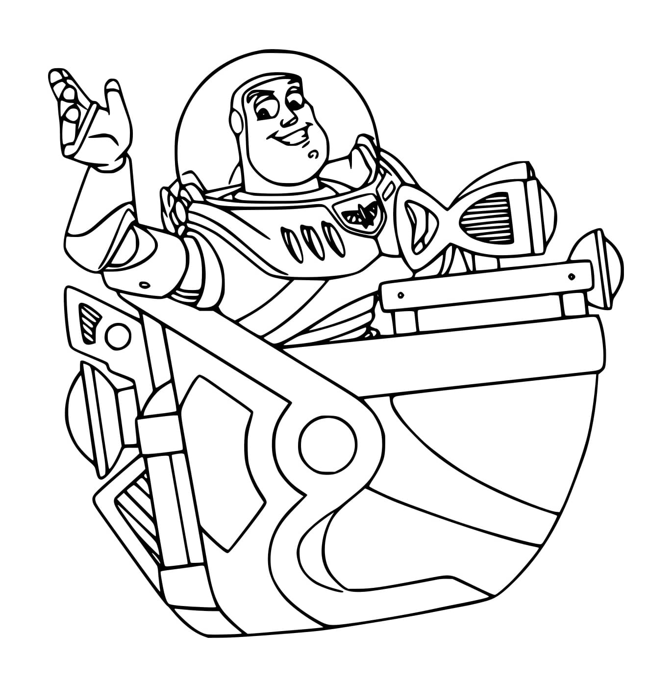 Desenho de Buzz Lightyear no Barco para Colorir