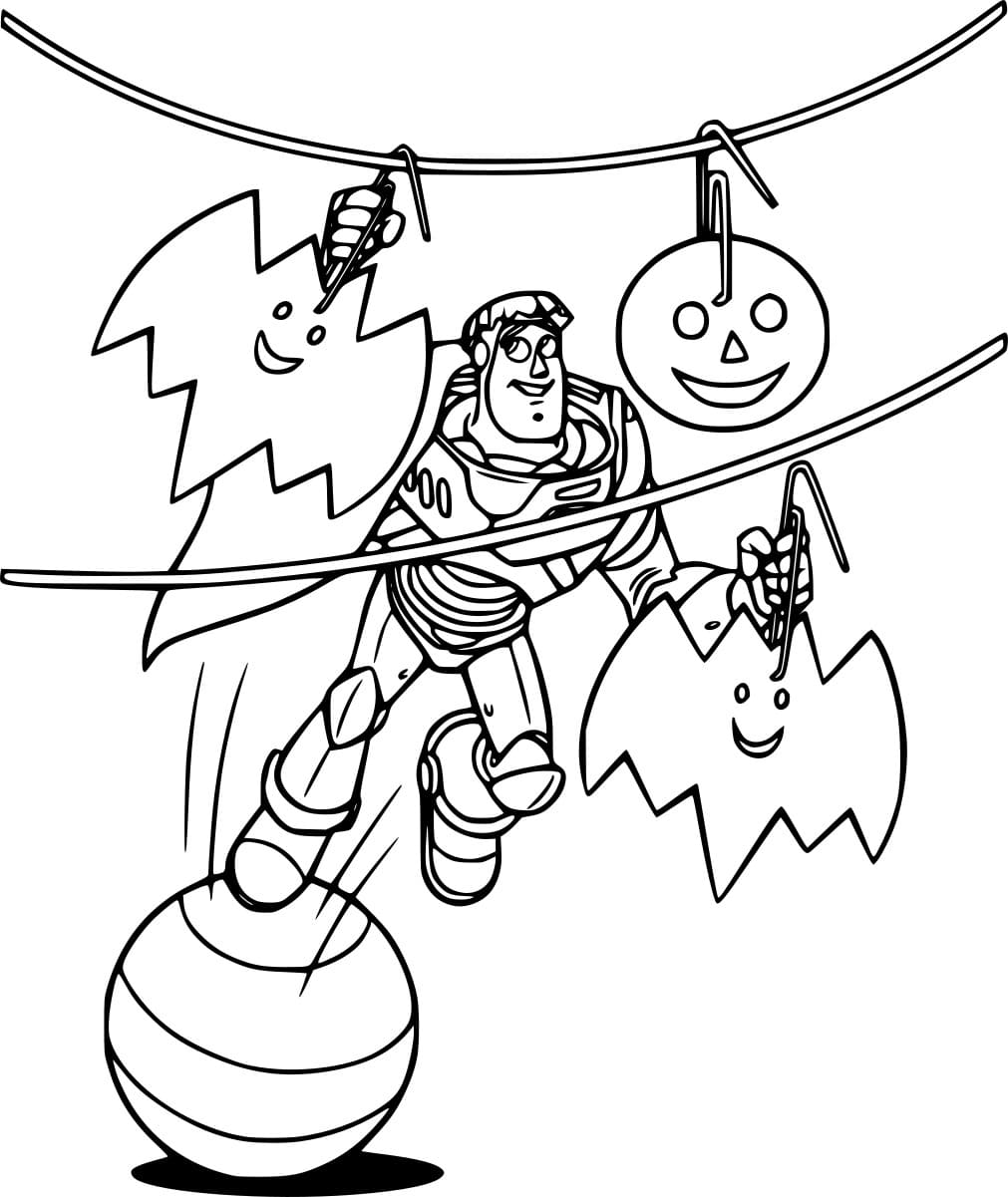 Desenho de Buzz Lightyear no Halloween para Colorir