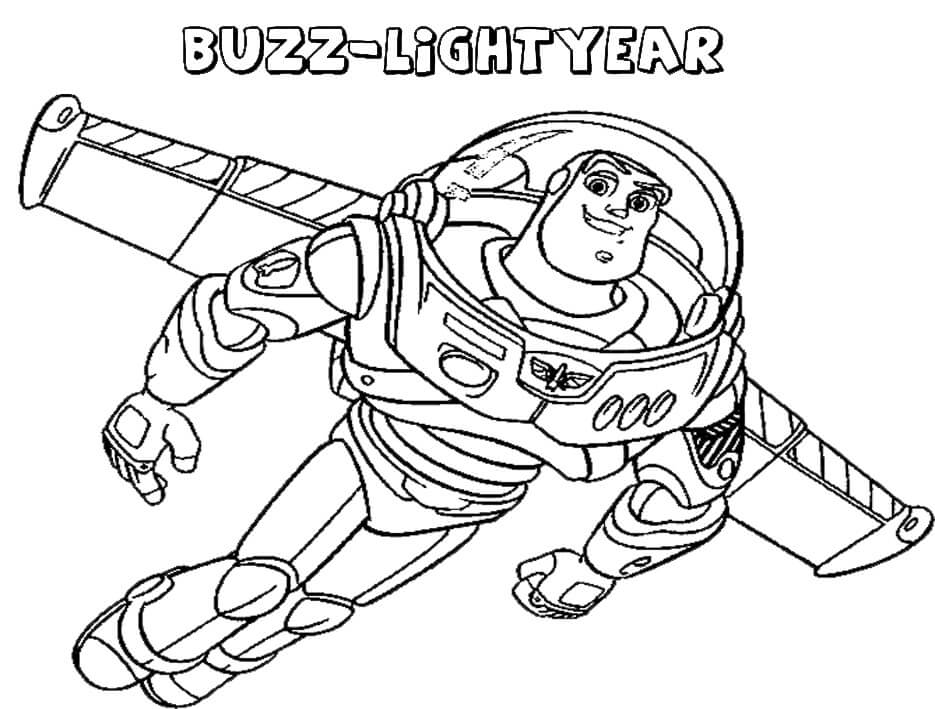 Desenho de Buzz Lightyear com Cenário para Colorir e Imprimir