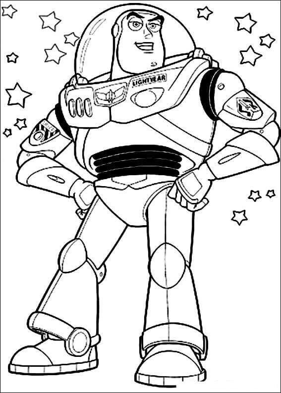 Desenho de Buzz Lightyear com Giz de Cera para Colorir e Imprimir