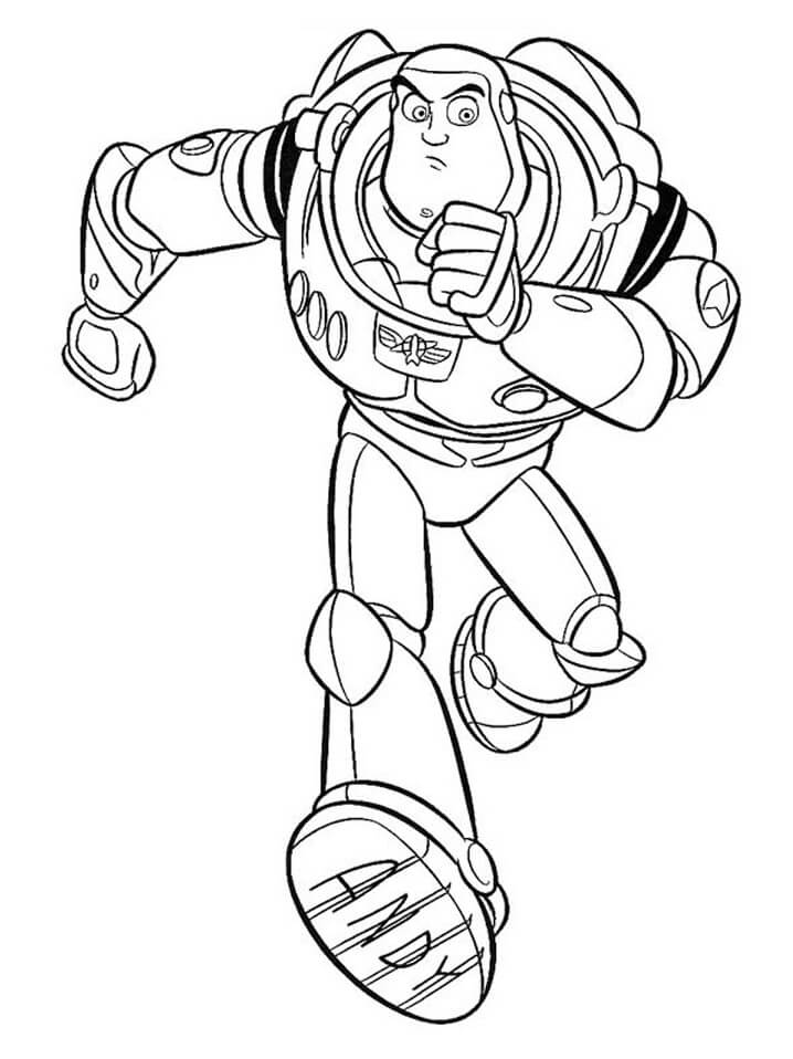Desenho de Buzz Lightyear em Ação para Colorir e Imprimir