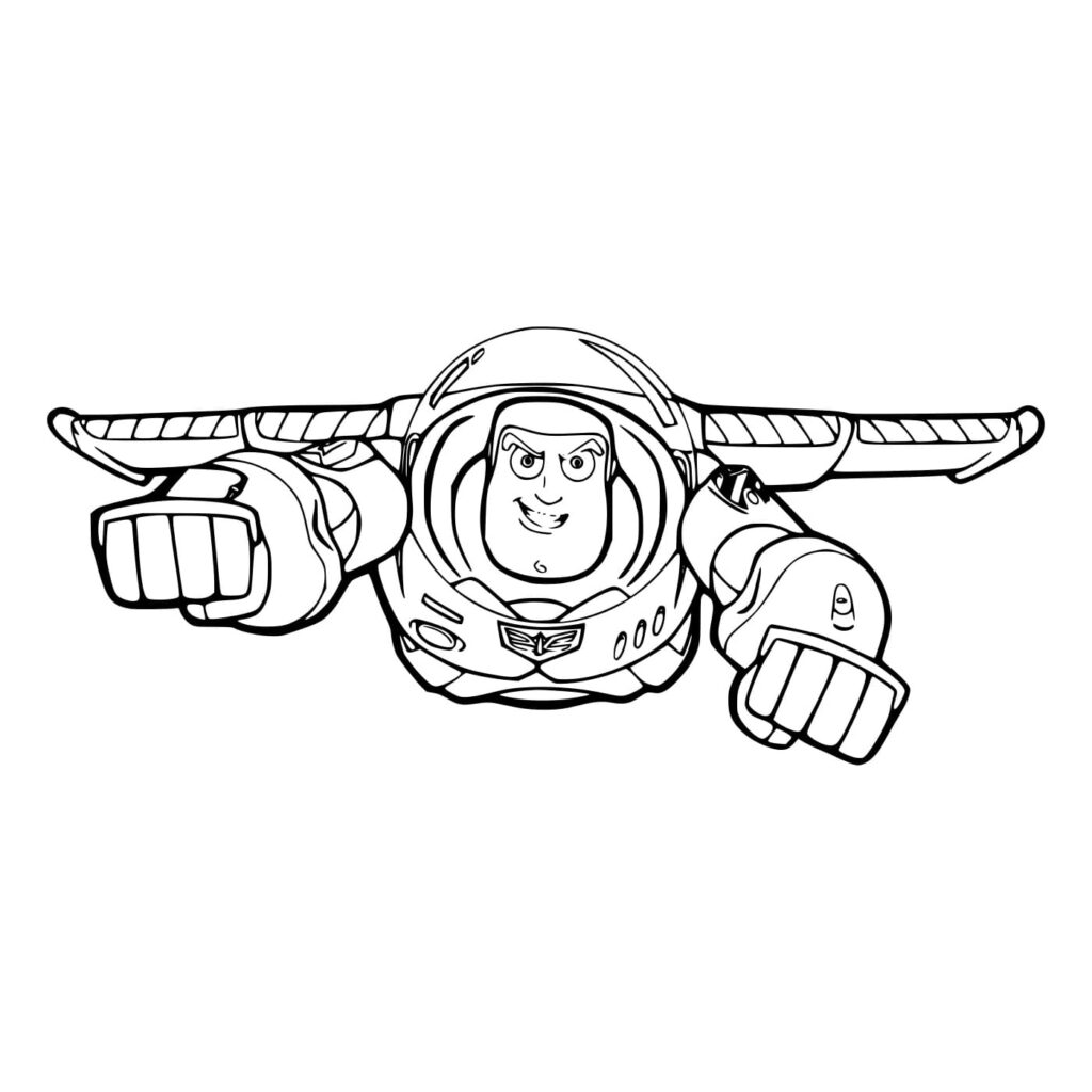 Desenho de Buzz Lightyear Voando Rápido para Colorir