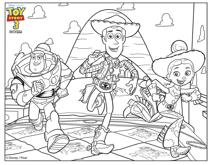 Desenho de Buzz Woody e Jessie para Colorir Pdf