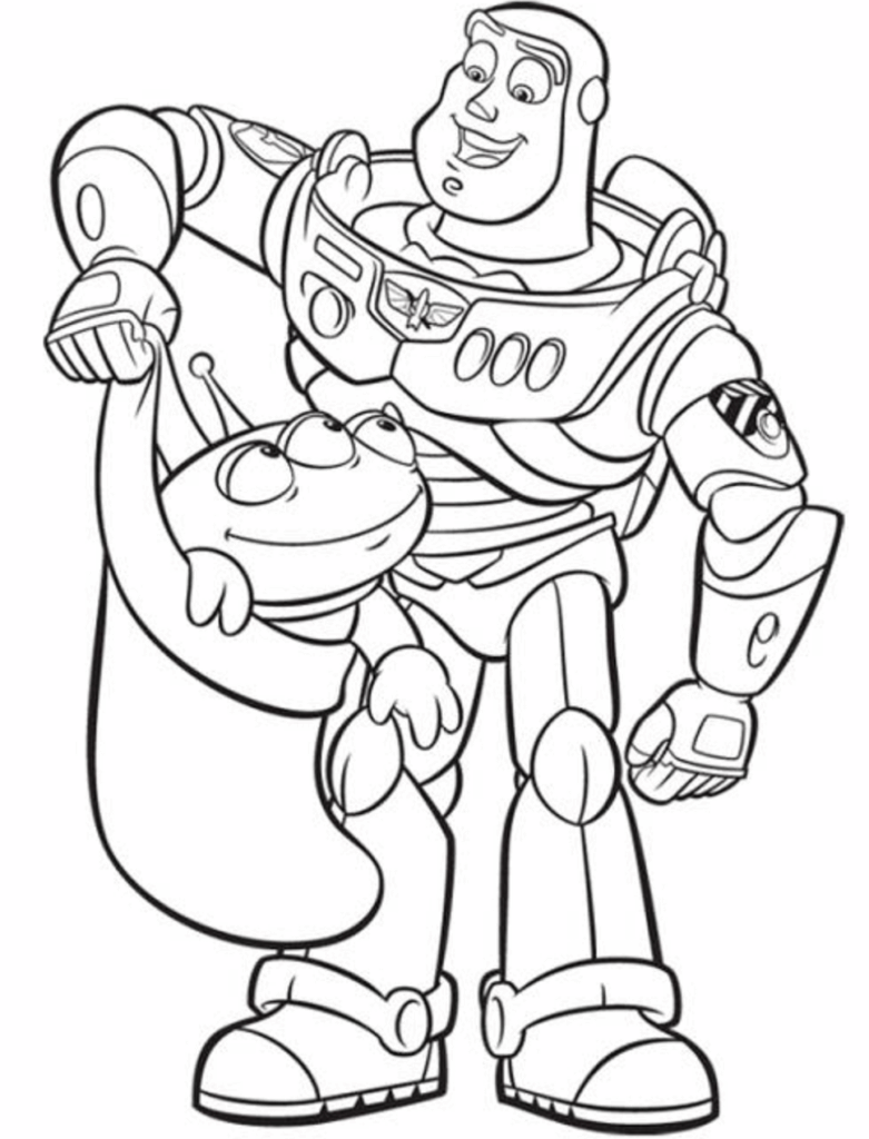 Desenho do Buzz Brincando com Alien para Pintar Grátis