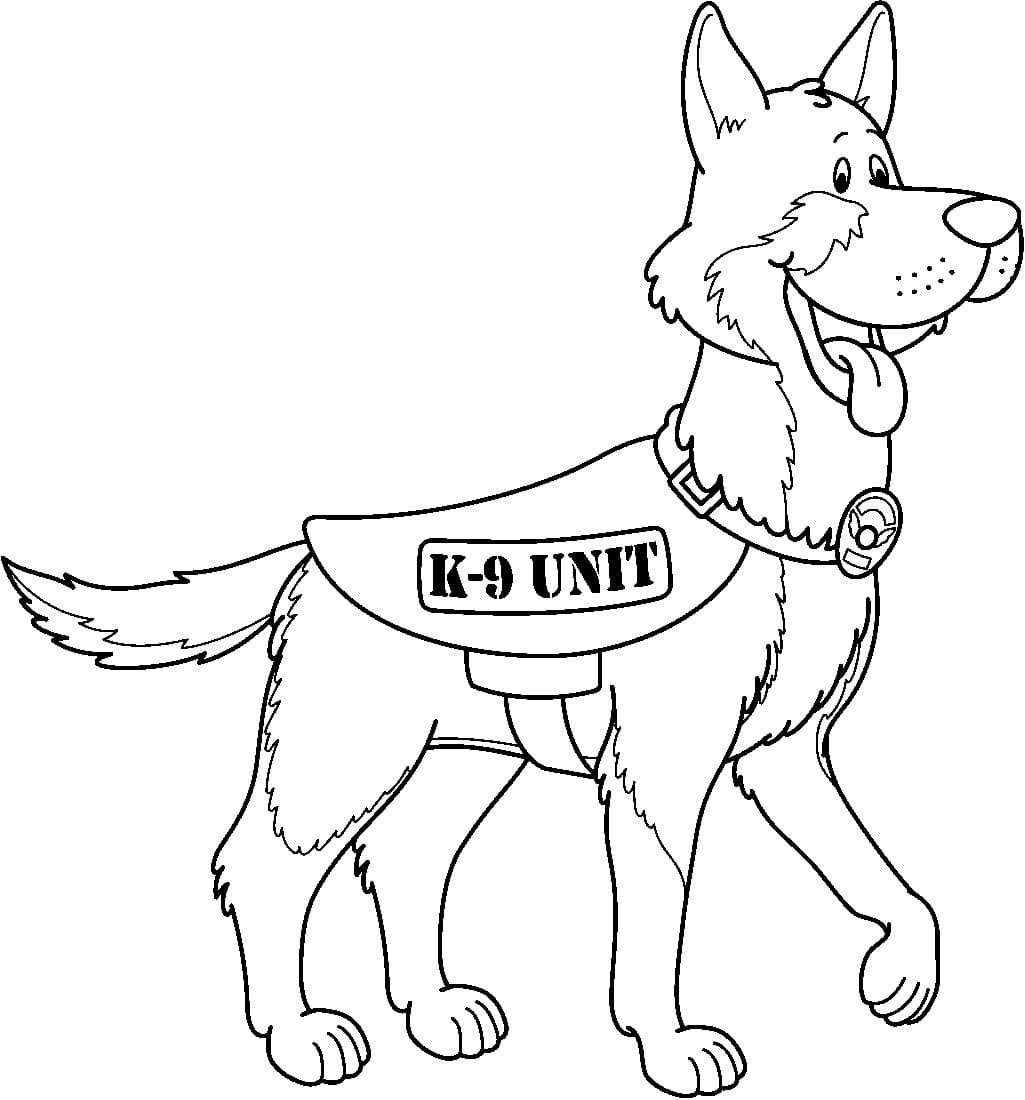 Desenho Cachorro Policial para Colorir