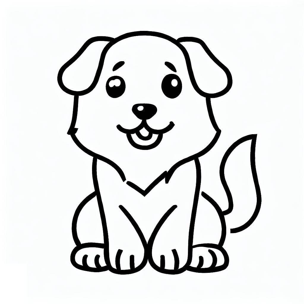 Desenho de Bom Cachorro Muito Fácil para Colorir