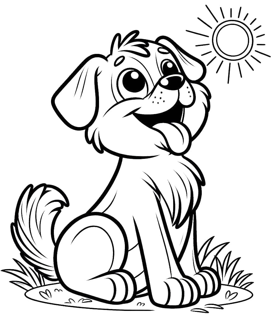 Desenho de Cachorro Alegre para Colorir