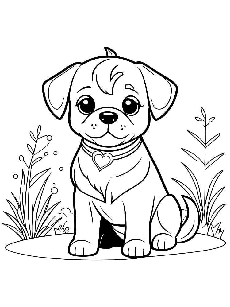 Desenho de Cachorro Amigável para Colorir