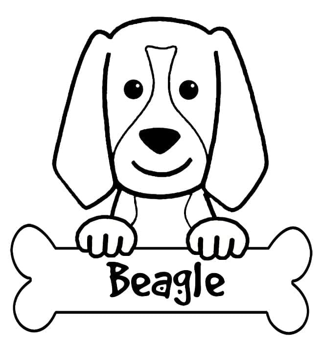 Desenho de Cachorro Beagle Fofo para Colorir