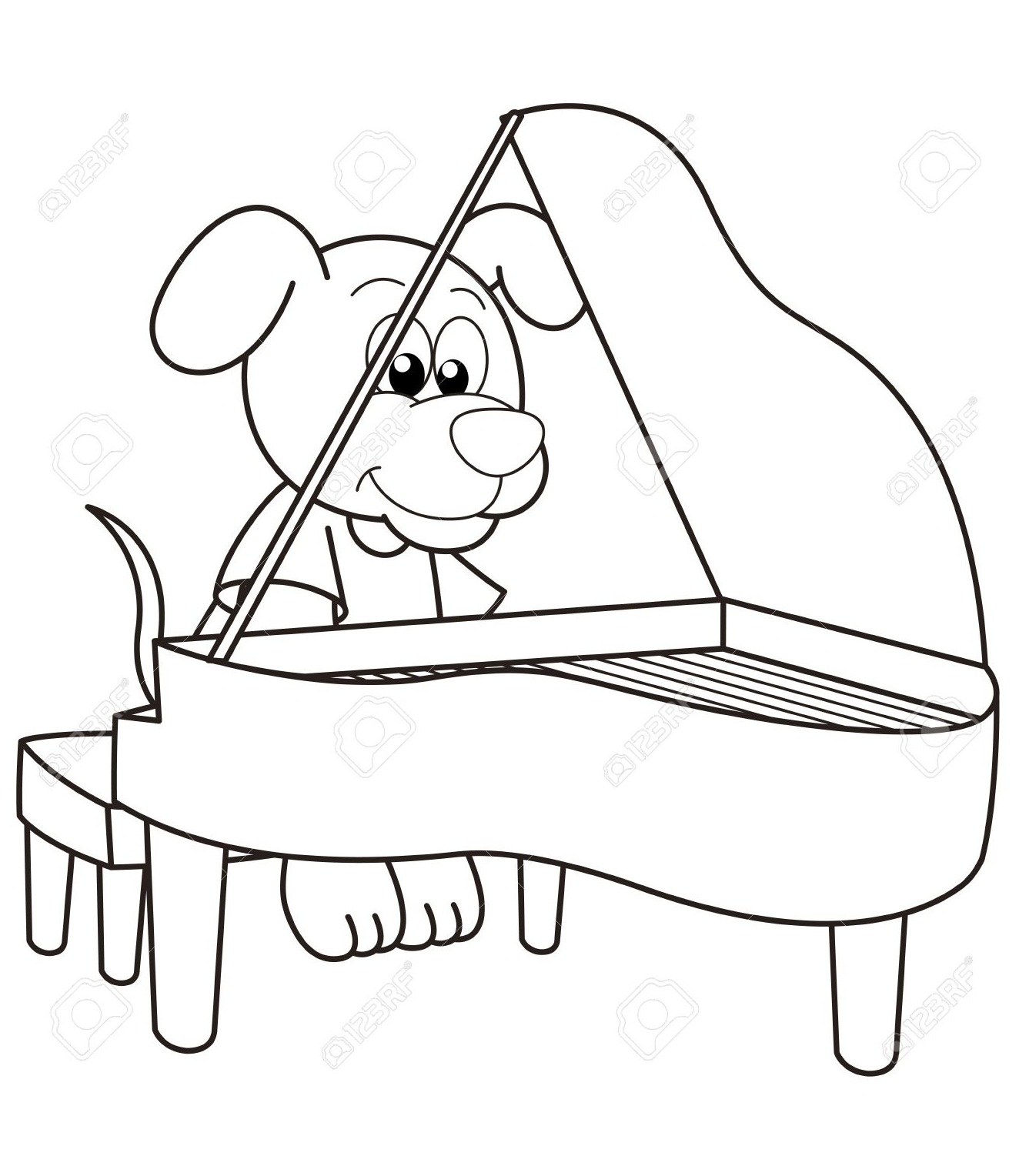 Desenho de Cachorro de Pianista para Colorir e Imprimir