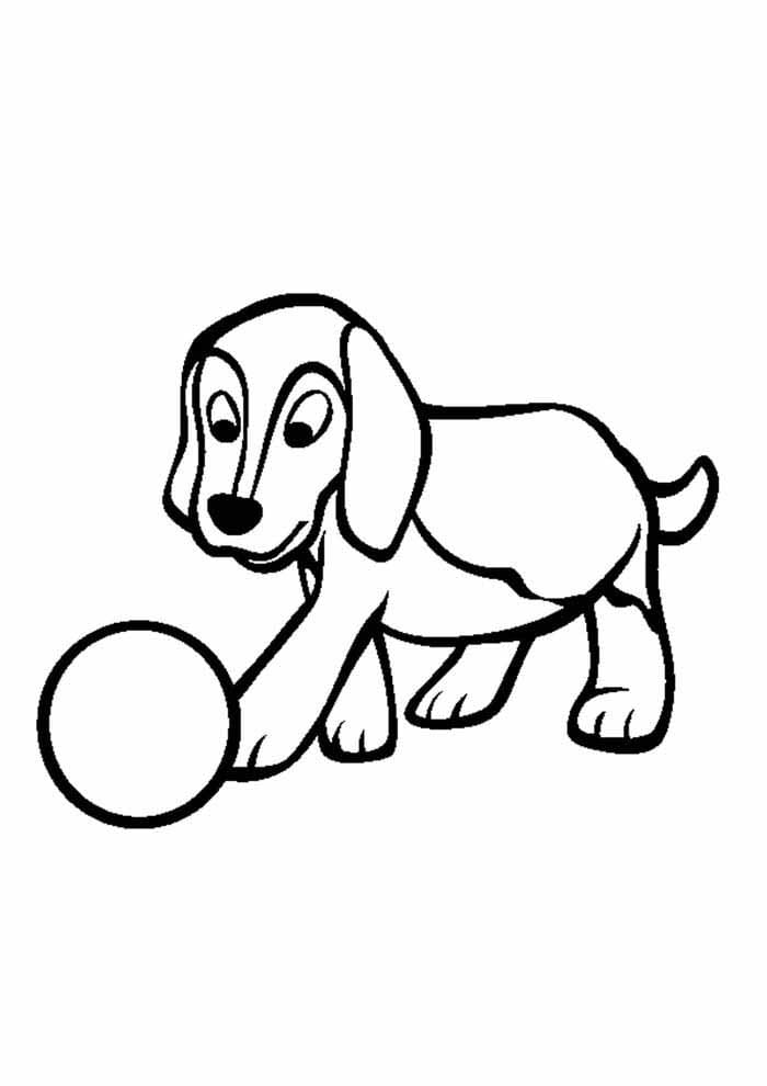 Desenho de Cachorro e Bola para Colorir