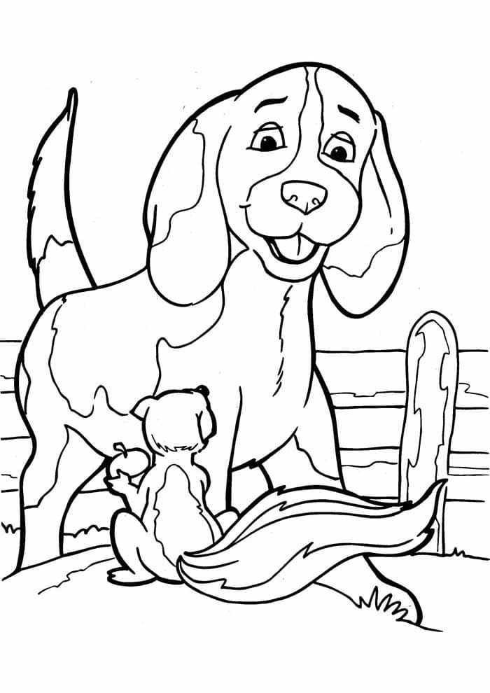 Desenho de Cachorro e Esquilo para Colorir