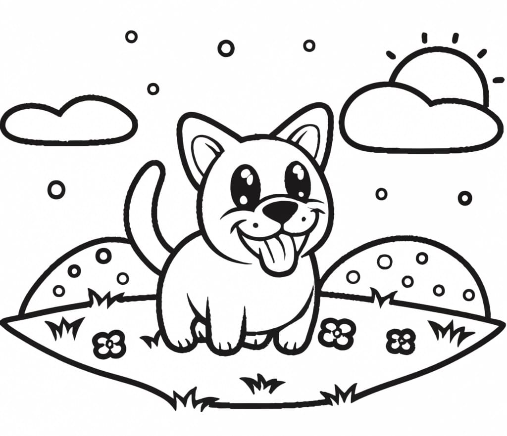 Desenho de Cachorro e Fofo para Colorir