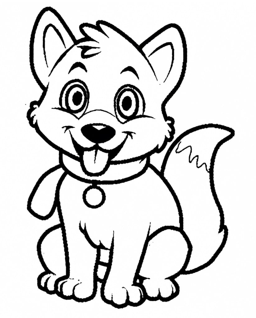 Desenho de Cachorro Está Sorrindo para Colorir