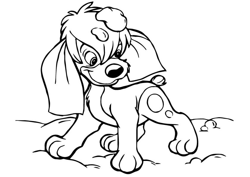 Desenho de Cachorro Filhote para Colorir Usando Giz de Cera