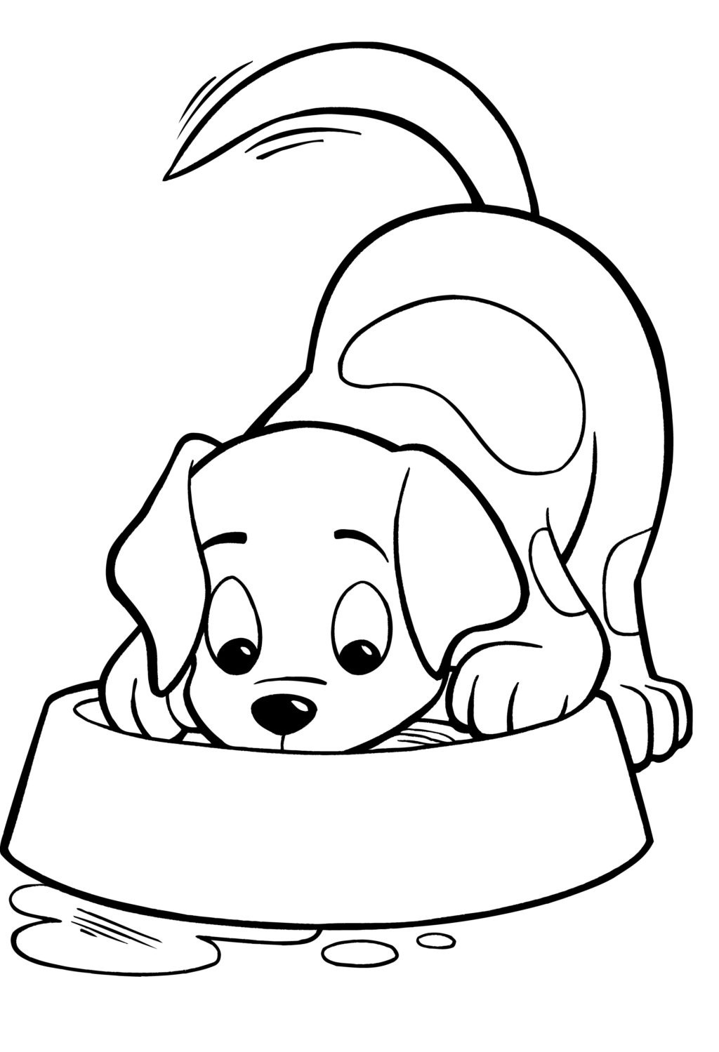 Desenho de Cachorro Fofo Sê Alimentando para Colorir Grátis
