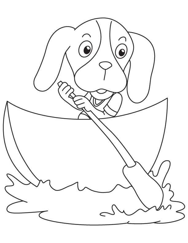 Desenho de Cachorro no Barco para Colorir e Imprimir