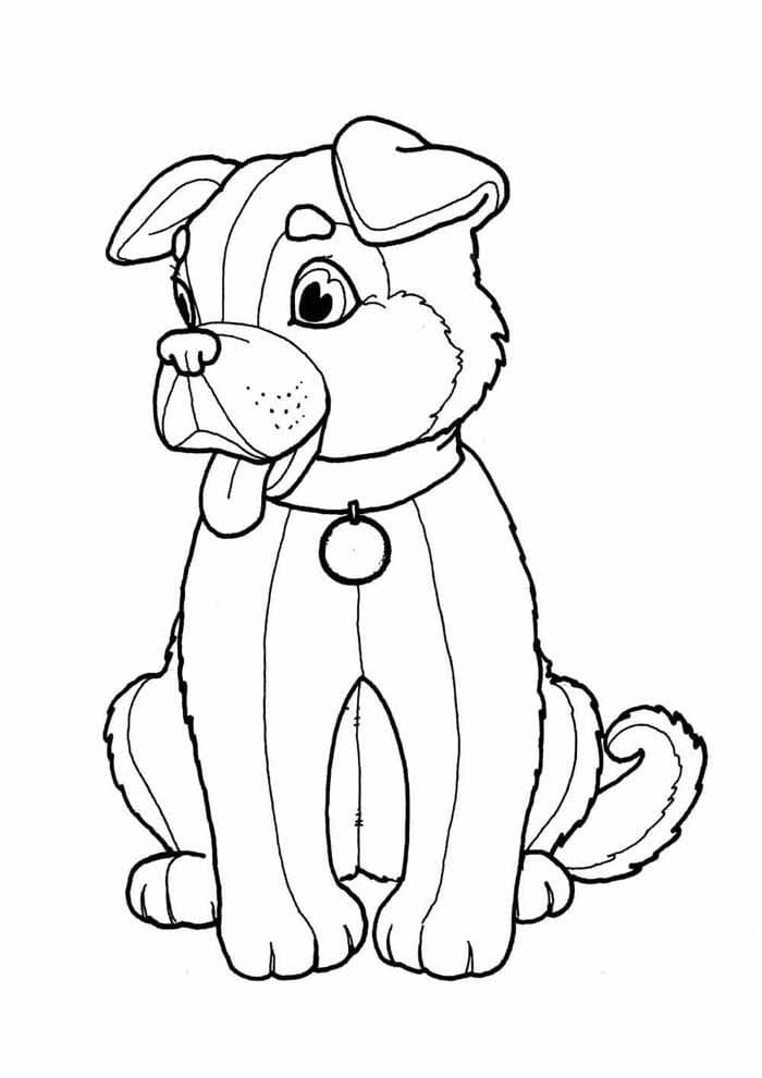 Desenho de Cachorro Sentado para Colorir