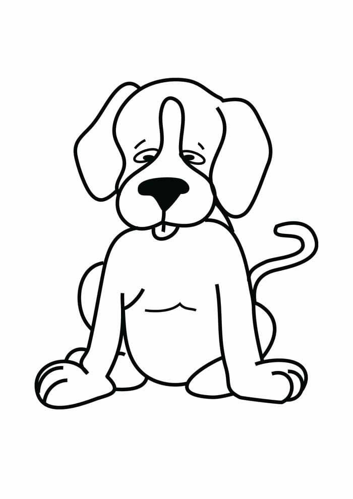 Desenho de Cachorro Sonolento para Colorir