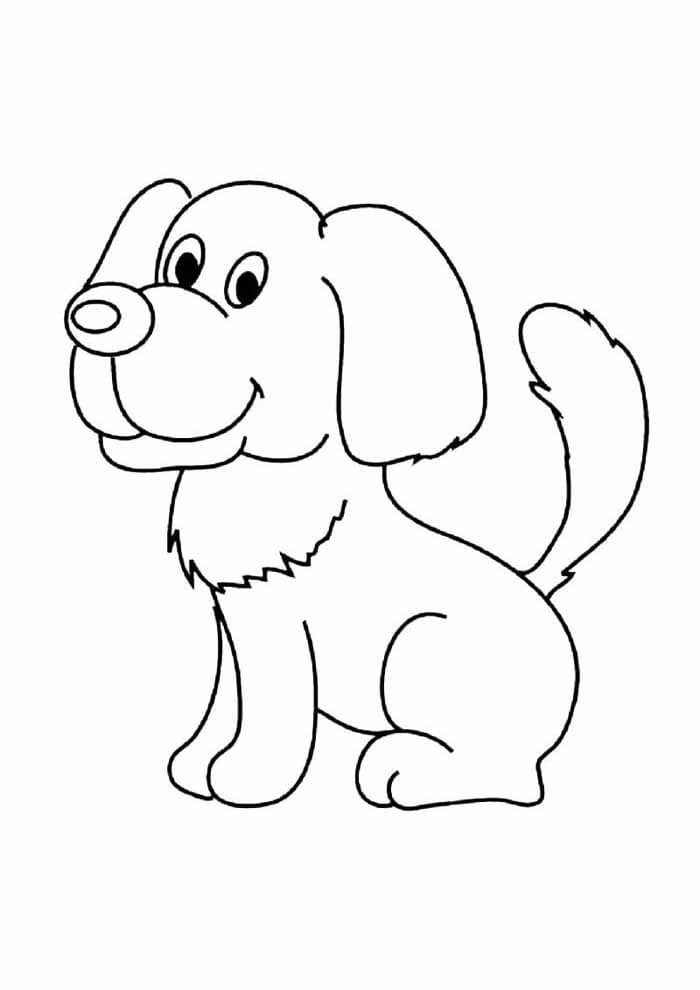Desenho de Cachorro Sorrindo para Colorir