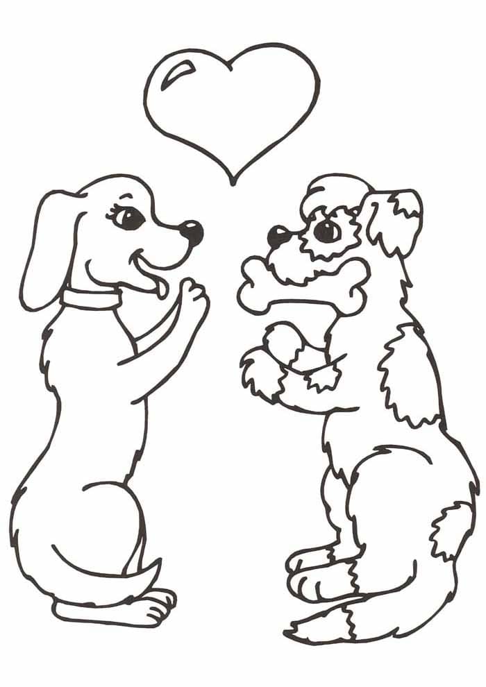 Desenho de Dois Cachorros para Colorir