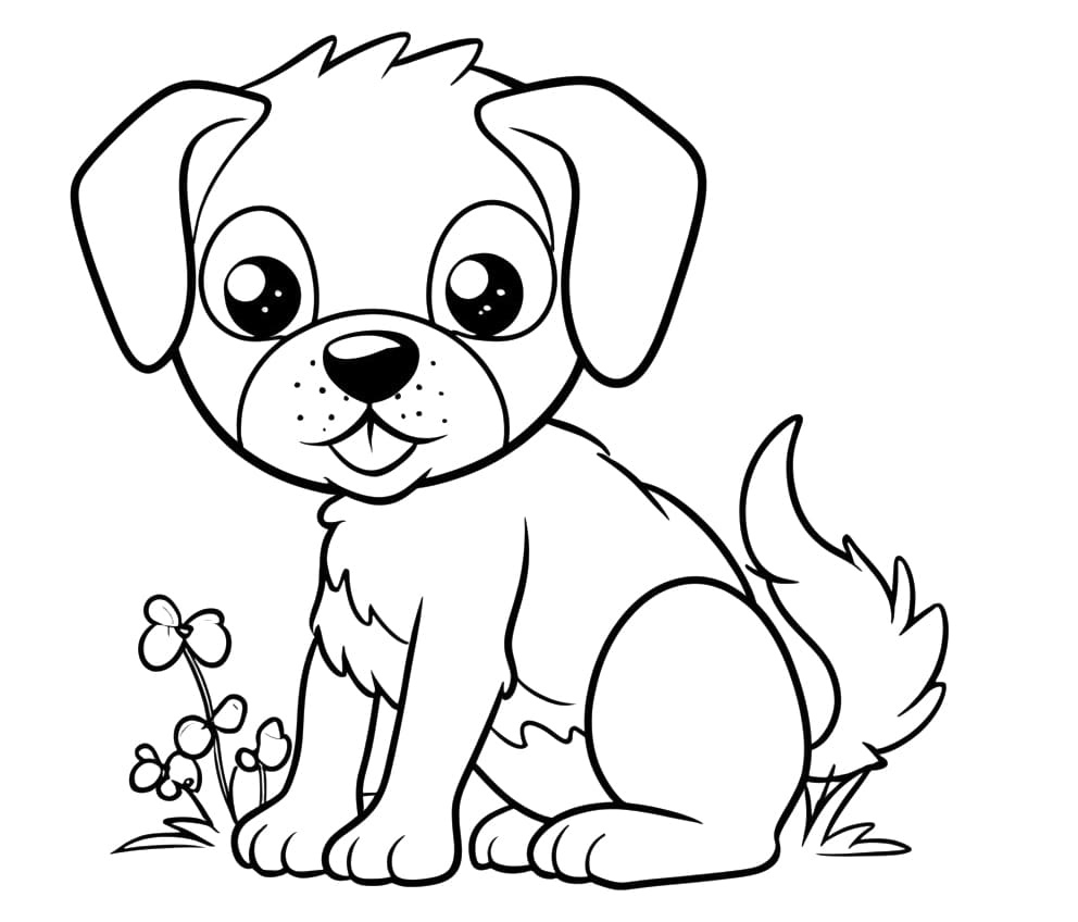 Desenho de Imagem de Cachorro Fofo para Colorir