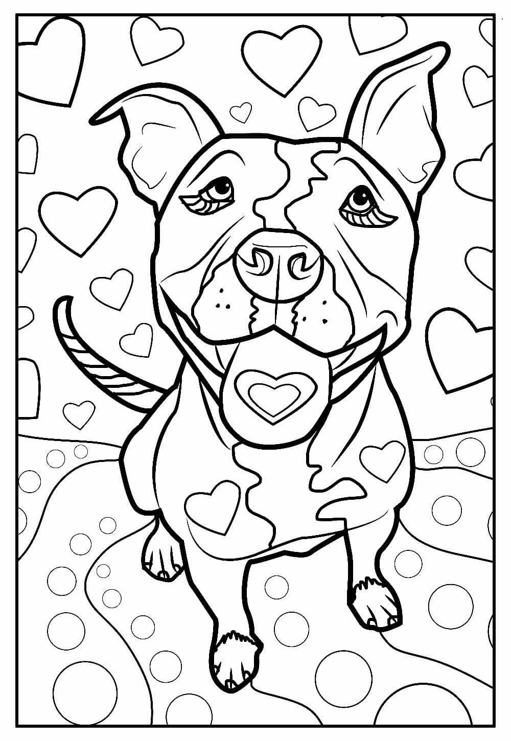 Desenho de Lindo Cachorro Pitbull para Colorir
