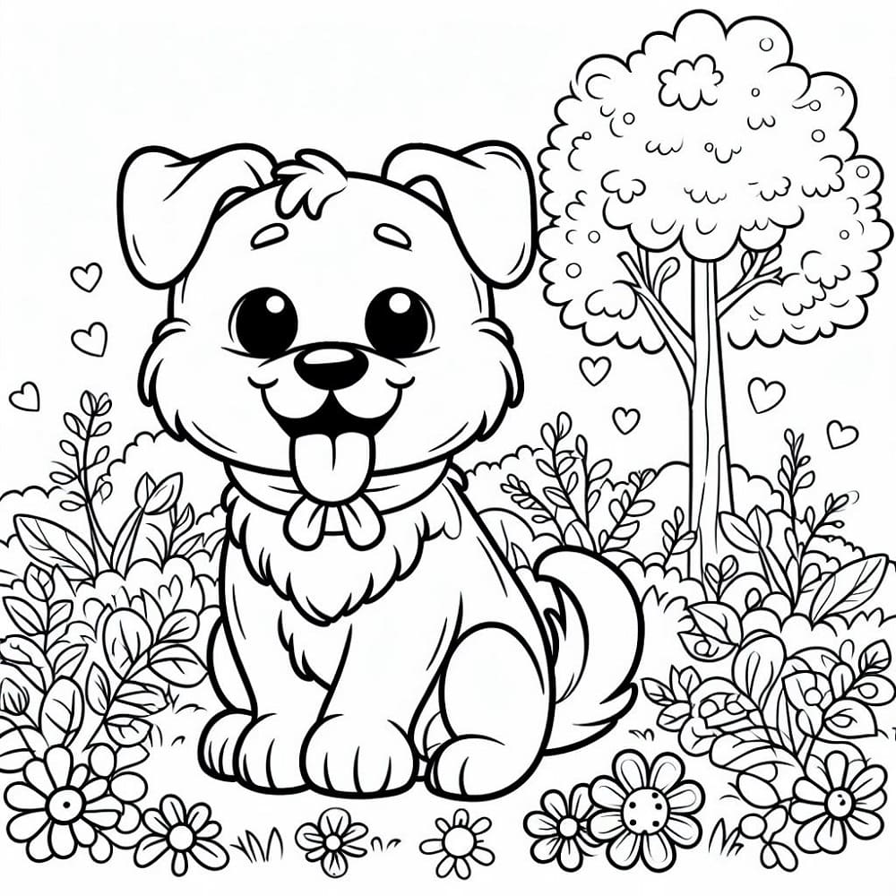 Desenho de um Cachorro Alegre para Colorir