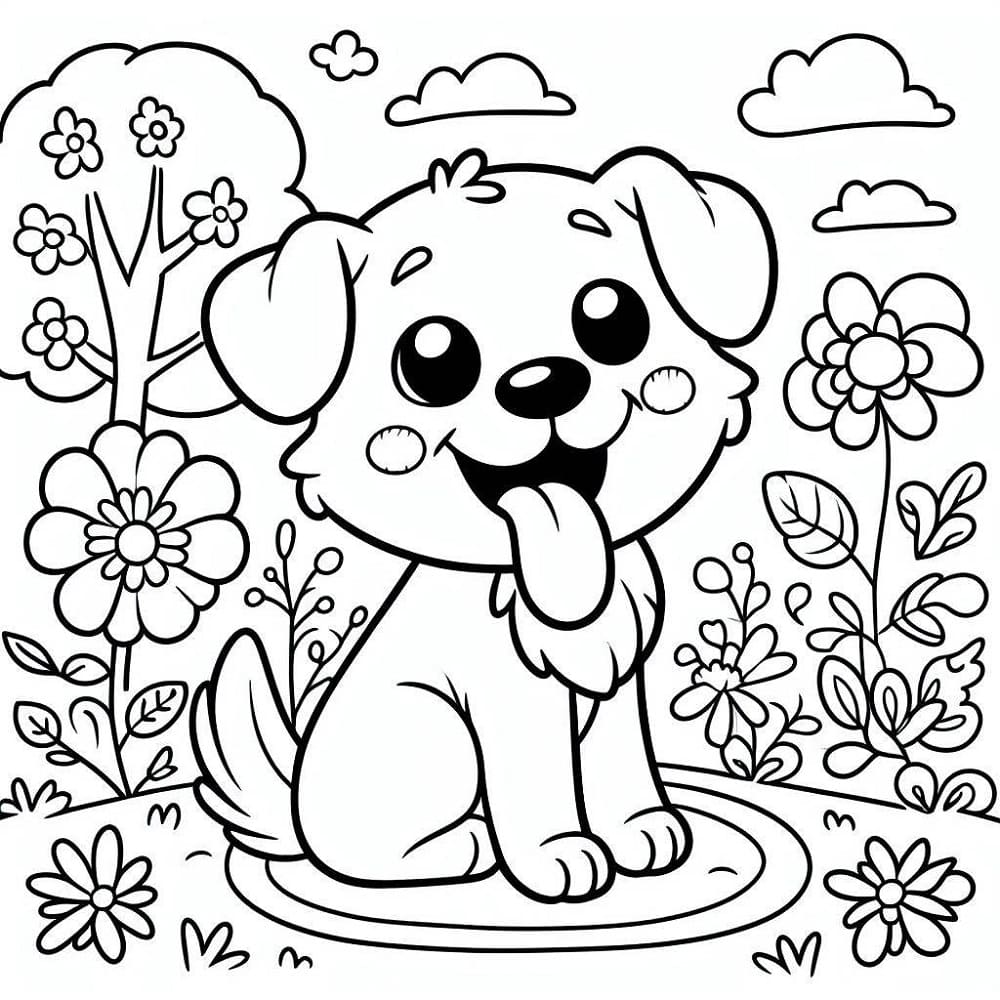 Desenho de um Cachorro Muito Fofo para Colorir