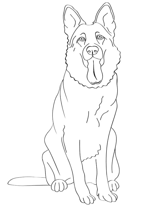 Desenho Pdf de Cachorro Pastor Alemão para Colorir