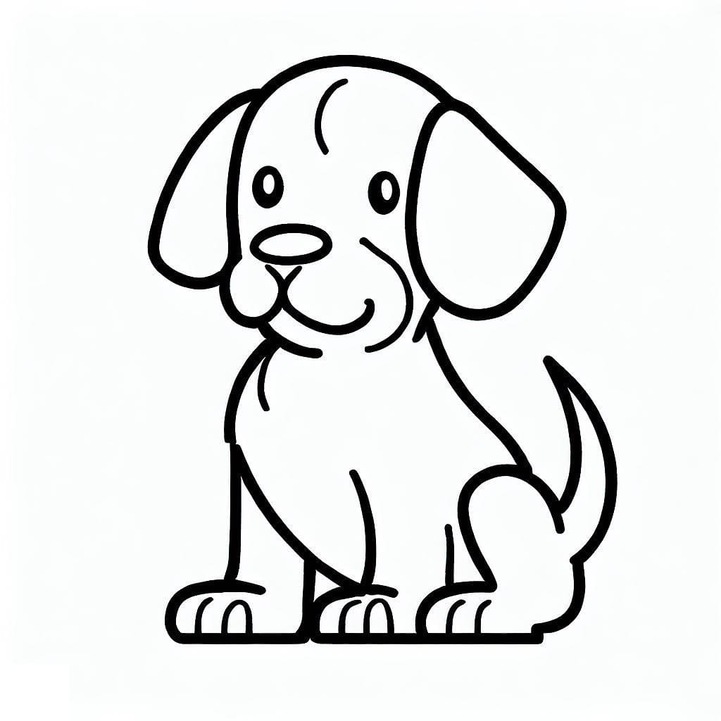 Desenho Simples de de Cachorro Sentado para Colorir
