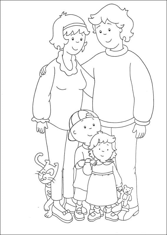 Desenho Família de Caillou para Colorir
