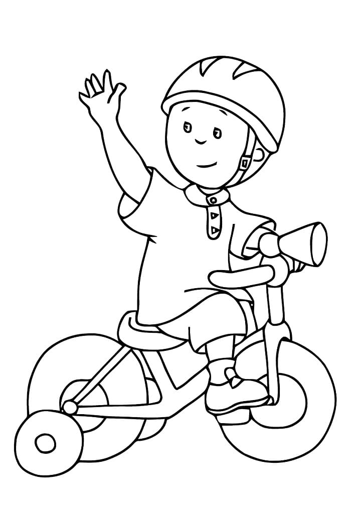 Desenho de Caillou Andando de Bicicleta para Colorir