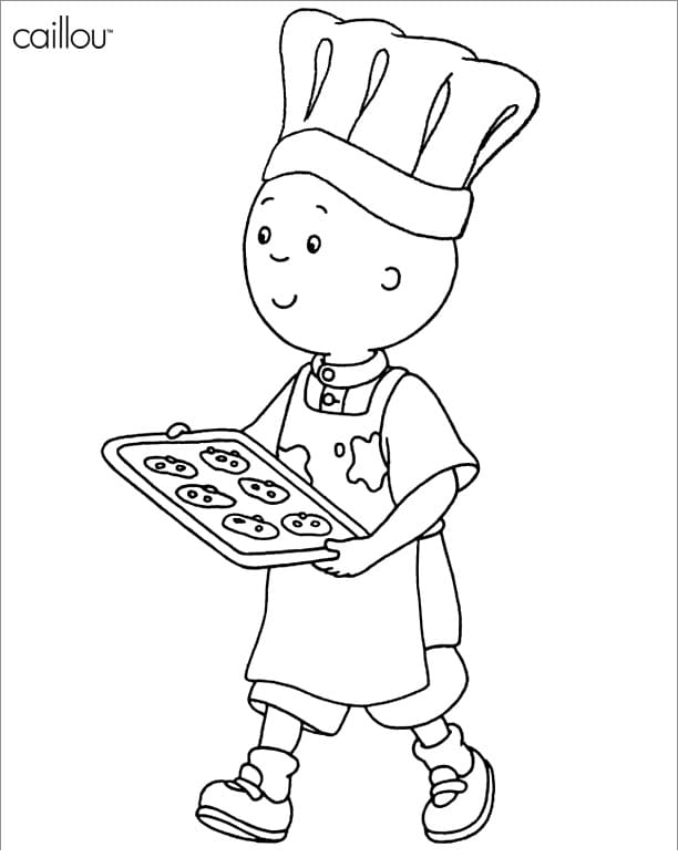 Desenho de Caillou Cozinheiro para Colorir Grátis