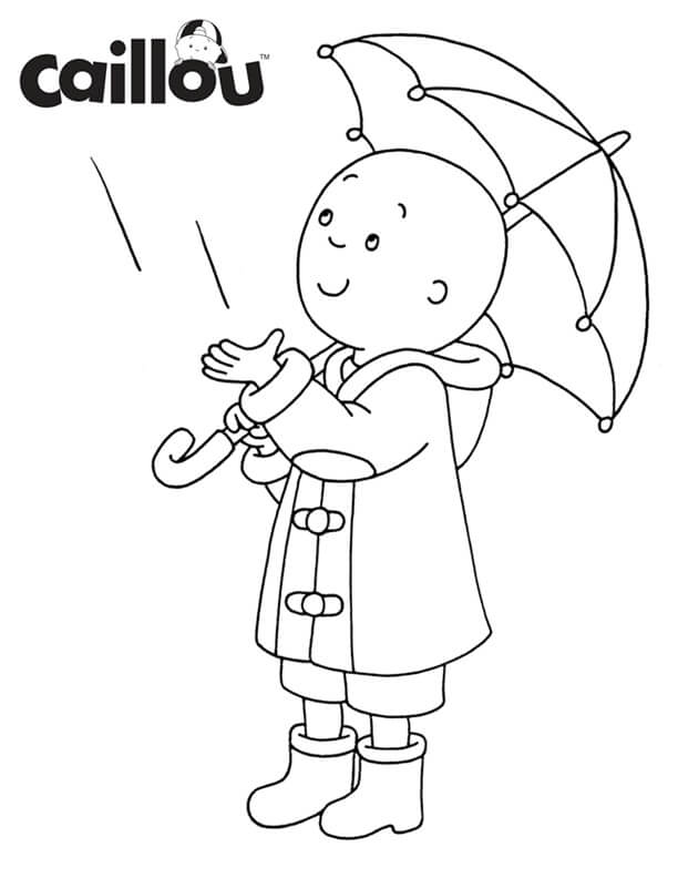 Desenho de Caillou na Chuva para Colorir Grátis