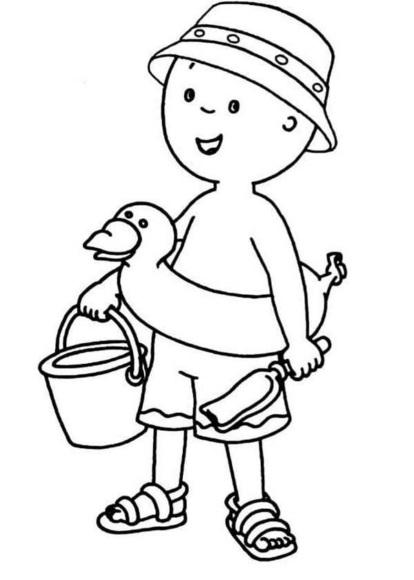 Desenho de Caillou na Praia para Colorir Grátis