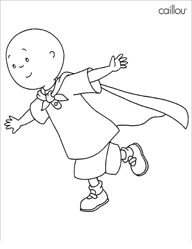 Desenho de Caillou Super Herói para Colorir Grátis