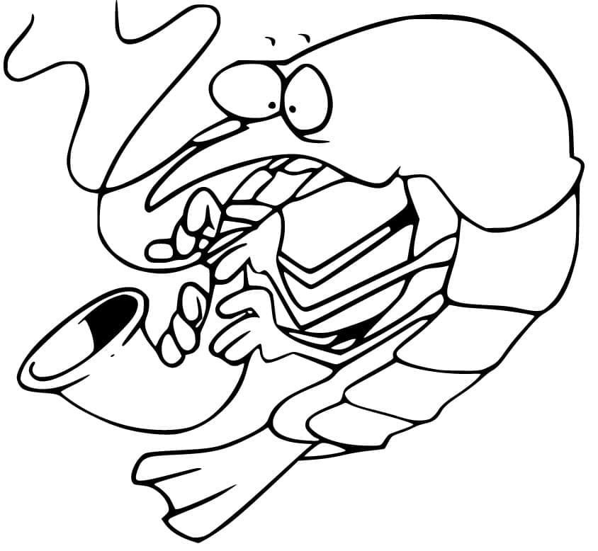 Desenho de Camarão de Desenho Animado para Colori