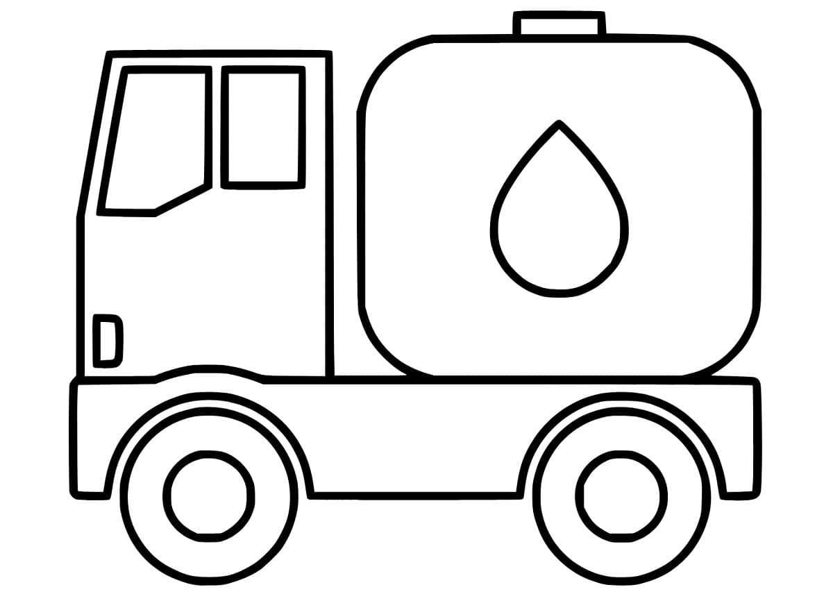 Desenho de Caminhão Tanque Fácil para Colorir