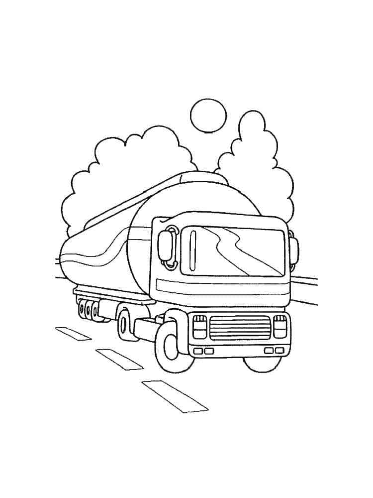 Desenho de Caminhão Tanque Viajando para Colorir