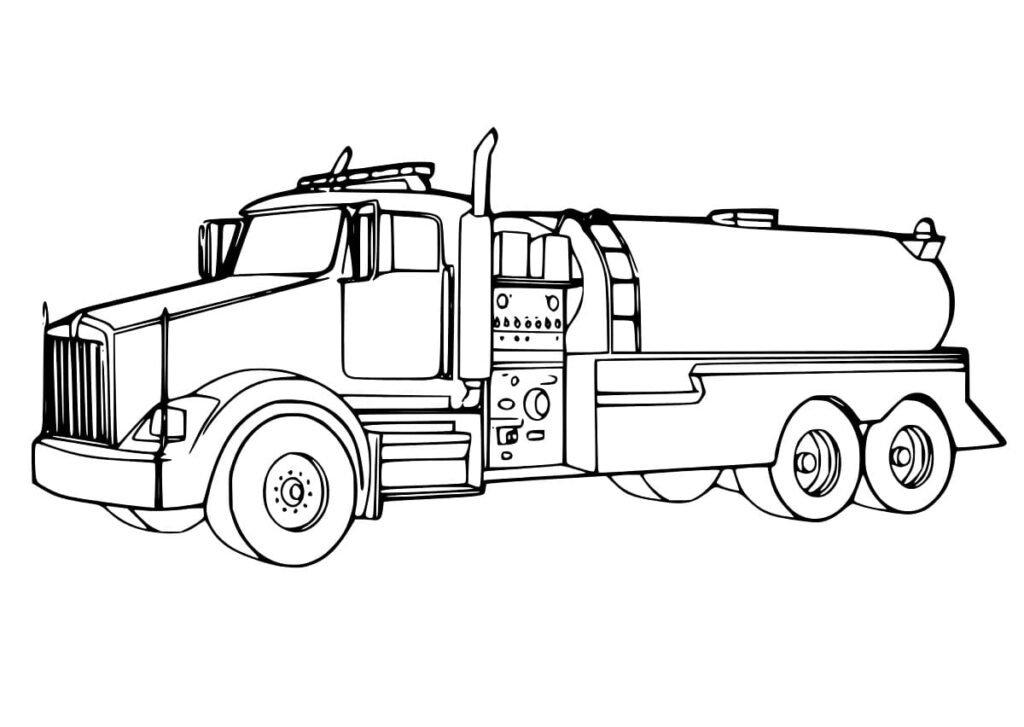 Desenho de Imagem do Caminhão Tanque para Colorir