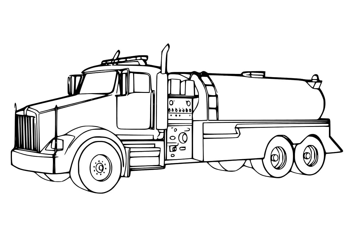 Desenho de Imagem do Caminhão Tanque para Colorir