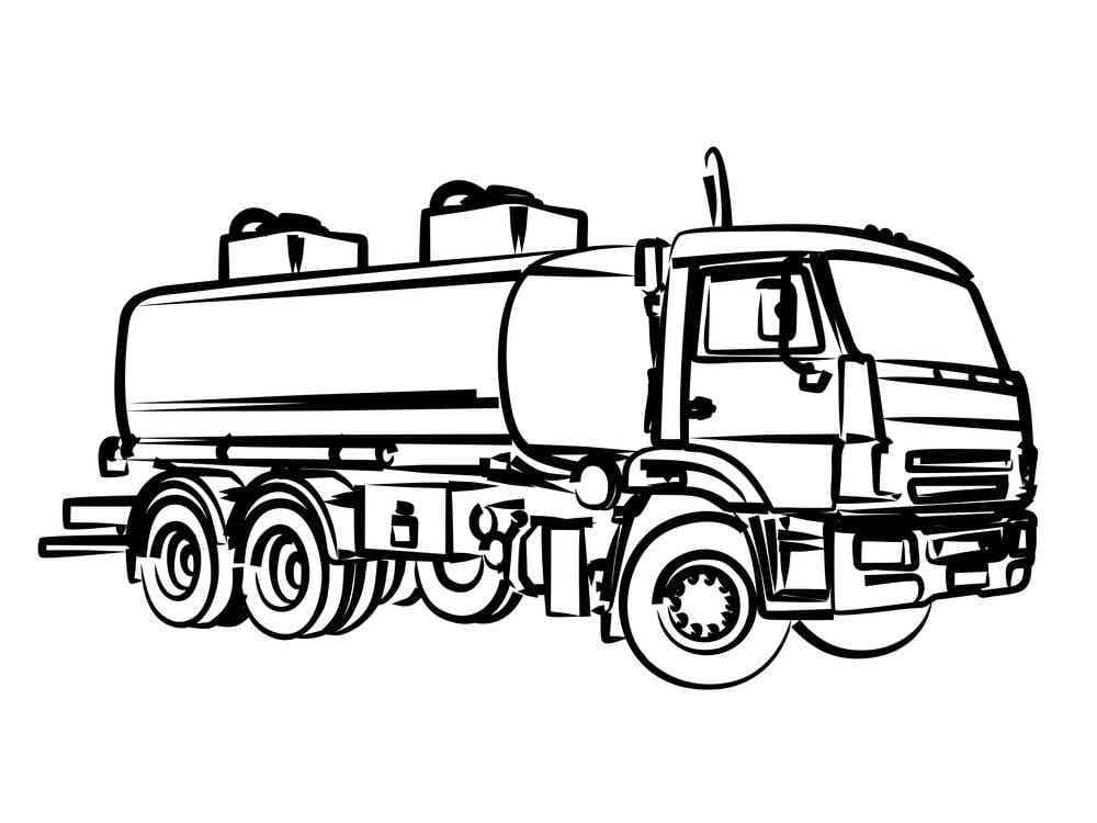 Desenho Ilustração de Caminhão Tanque para Baixar e Colorir