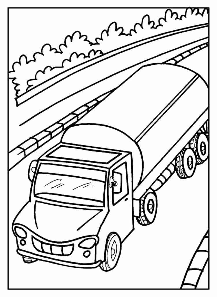 Desenho de Caminhão na Estrada para Colorir