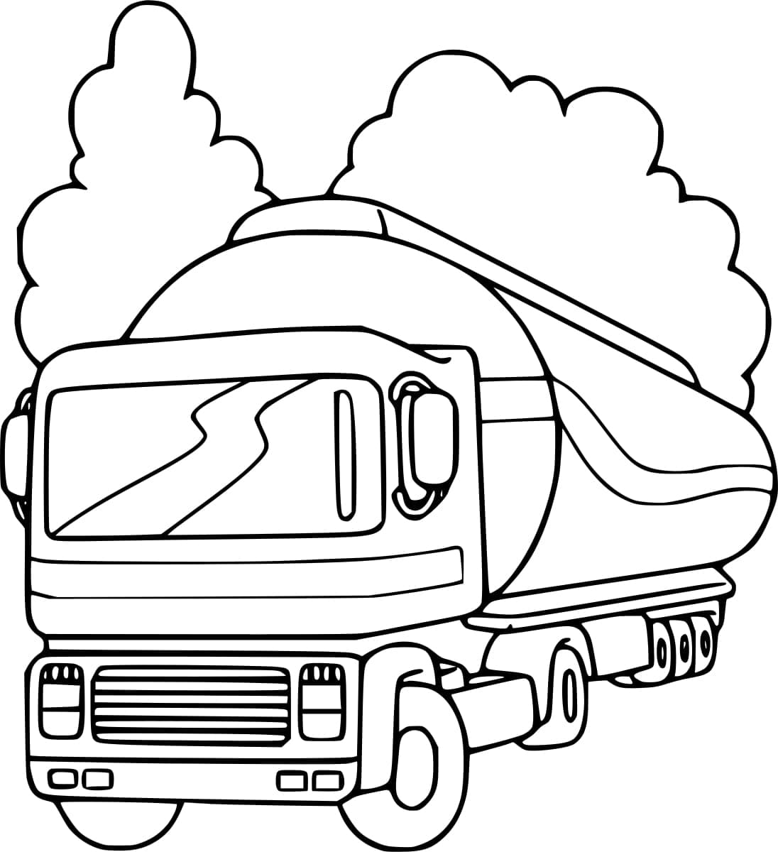 Desenho de um Caminhão na Estrada para Colorir