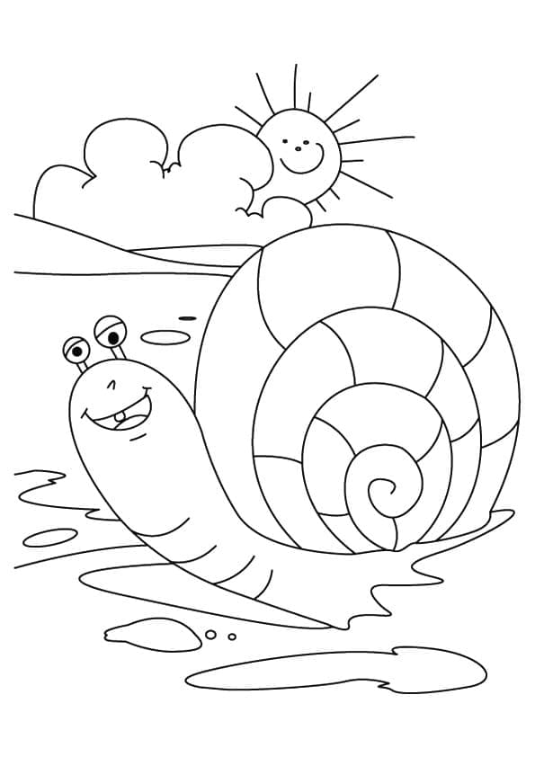 Desenho de Caracol de Desenho Animado para Colorir