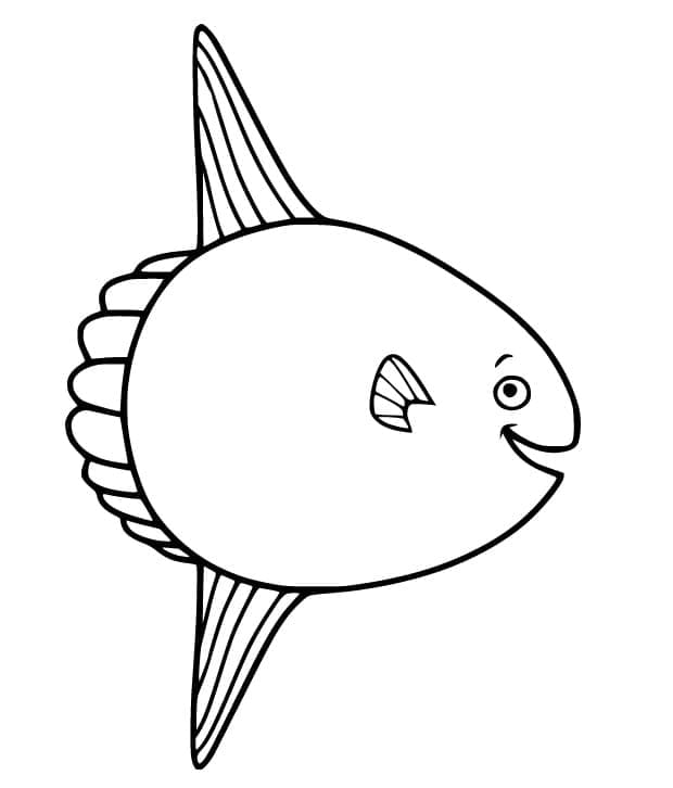Desenho de um Peixe Lua Fofo para Colorir
