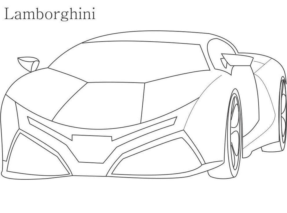 Desenho de Lamborghini para Crianças de 1 Ano para Colorir