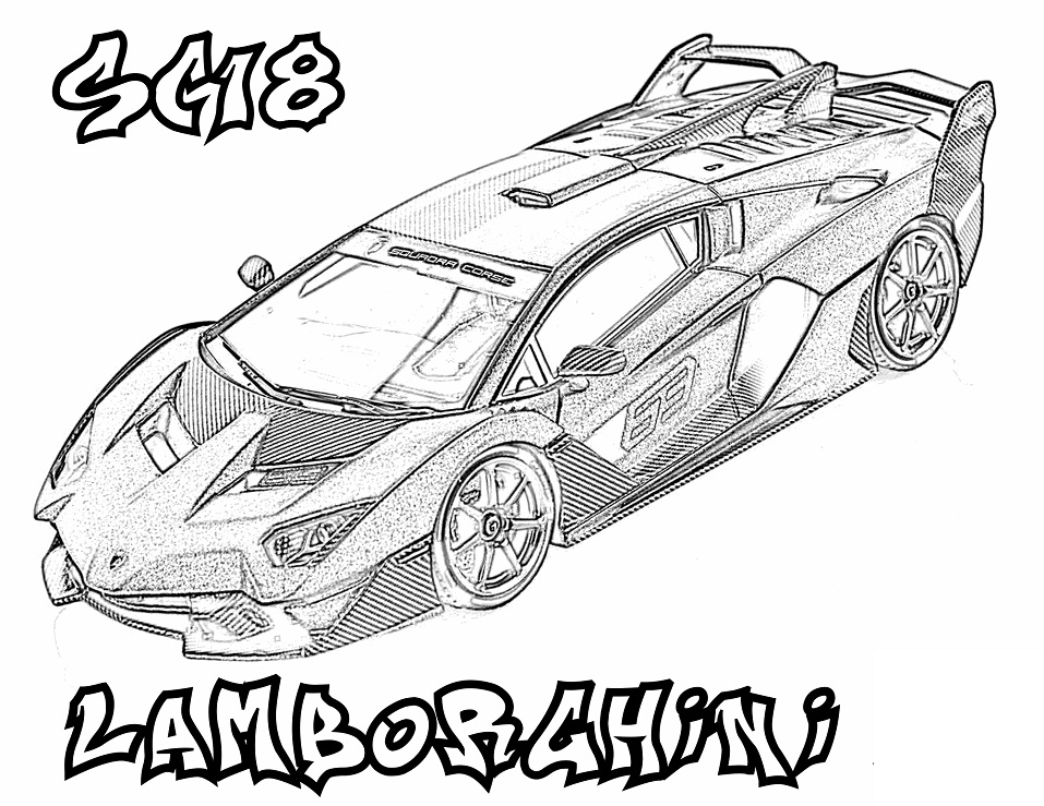 Desenho de Carros Lamborghini para Colorir Crianças